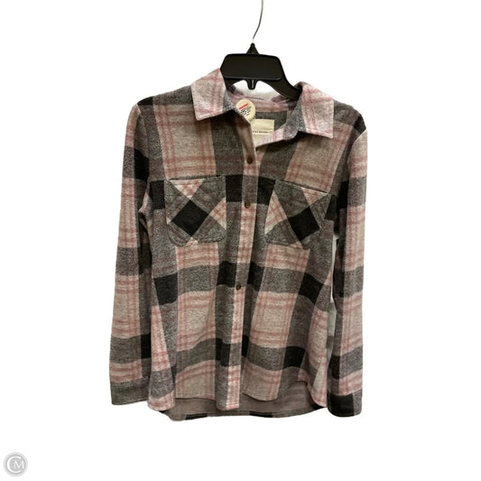Blouse Long Sleeve By Lucky Brand In Plaid Pattern, Size: M