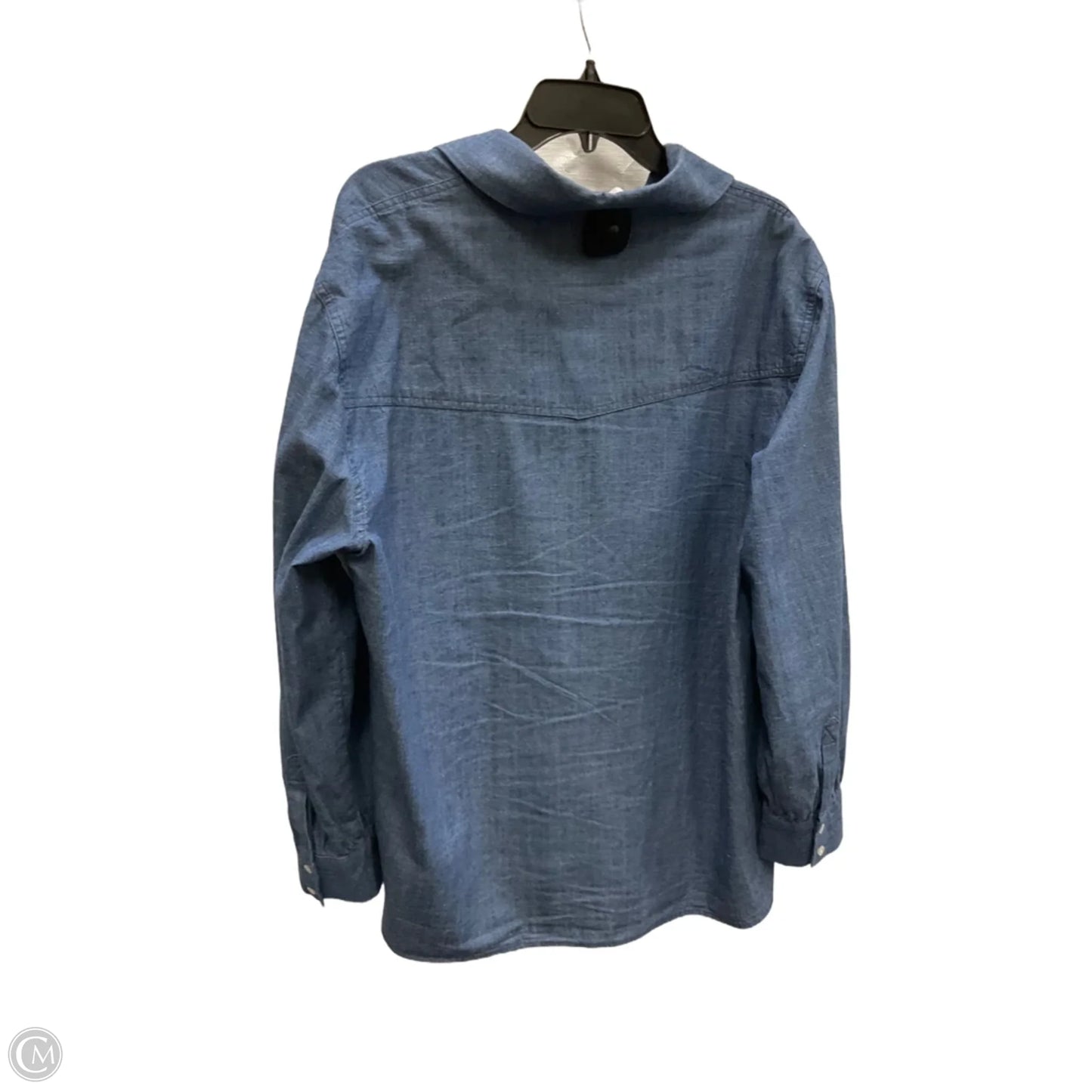 Blouse Designer By Karl Lagerfeld In Blue Denim, Size: Xl