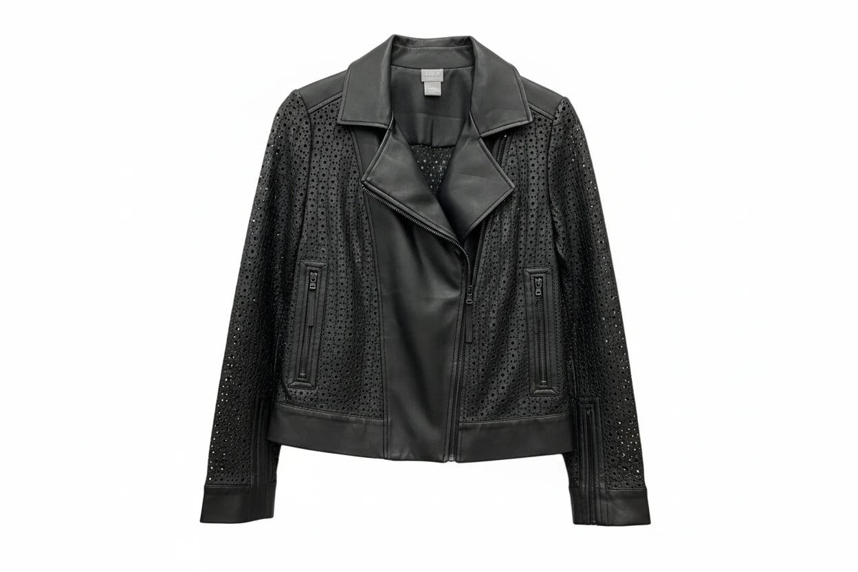 Jacket Moto By Chicos In Black, Size: S
