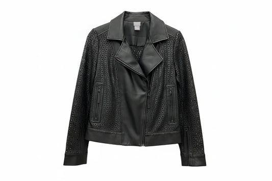 Jacket Moto By Chicos In Black, Size: S