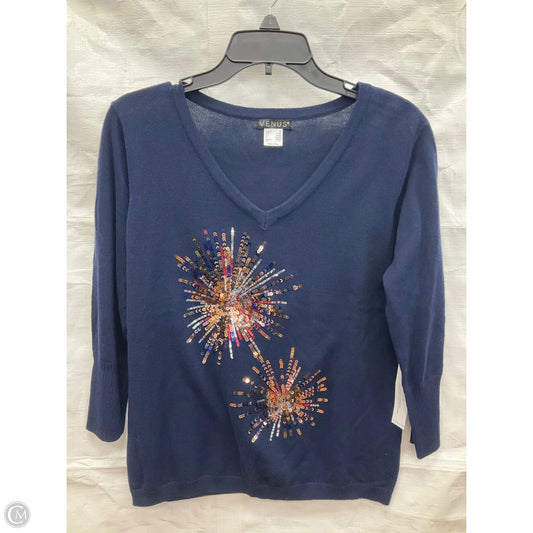 Top 3/4 Sleeve By Venus In Blue, Size: M