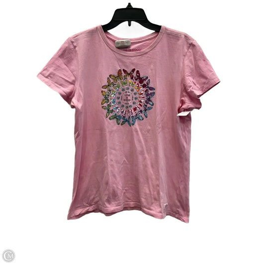 Top Short Sleeve Basic By Life Is Good In Pink, Size: L