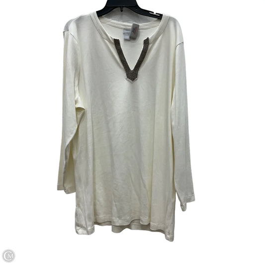 Top Long Sleeve By Chicos In White, Size: Xxl
