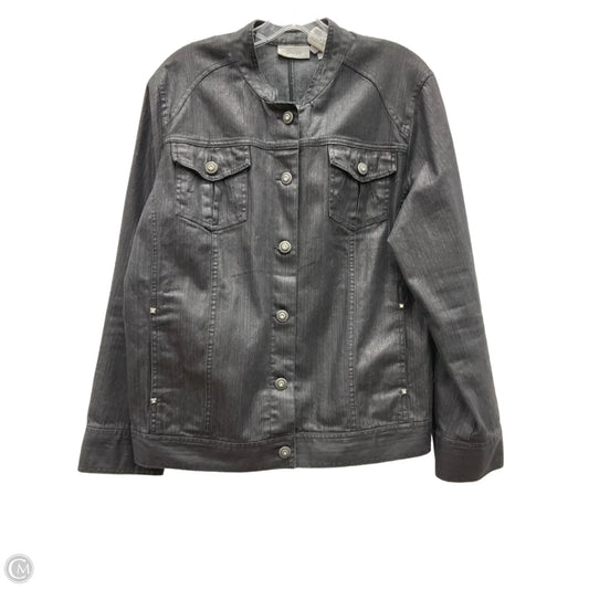 Jacket Denim By Chicos In Black Denim, Size: Xl