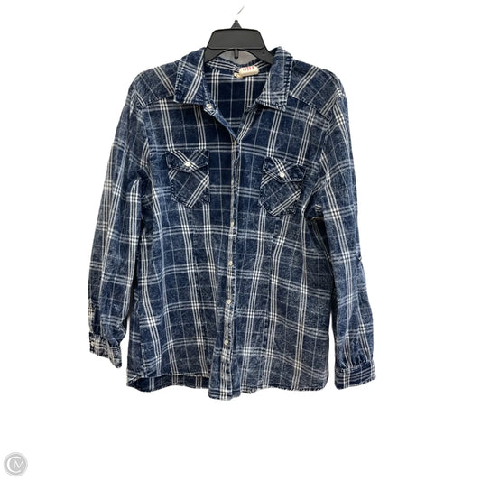 Blouse Long Sleeve By Reba In Plaid Pattern, Size: L