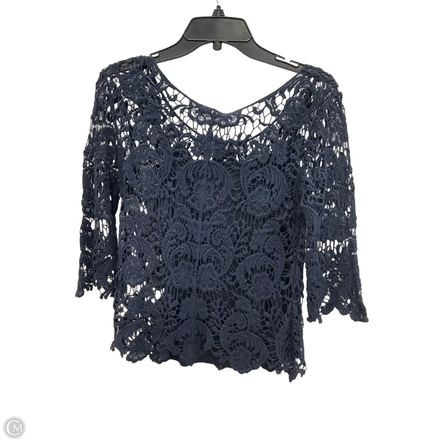 Top 3/4 Sleeve By Adiva In Navy, Size: S