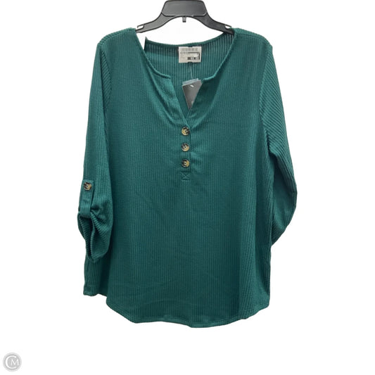 Top 3/4 Sleeve By Fred David In Green, Size: 1x