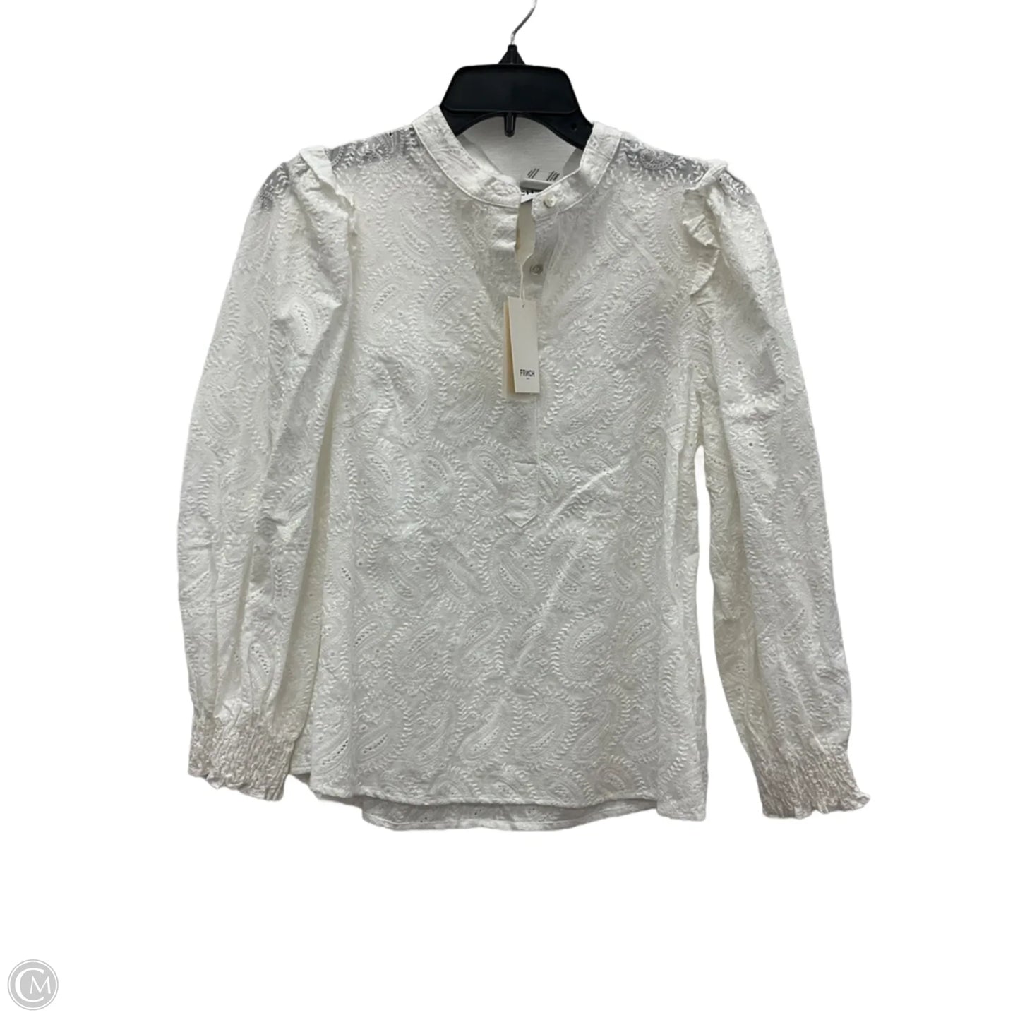 Blouse Long Sleeve By Frnch In White, Size: S