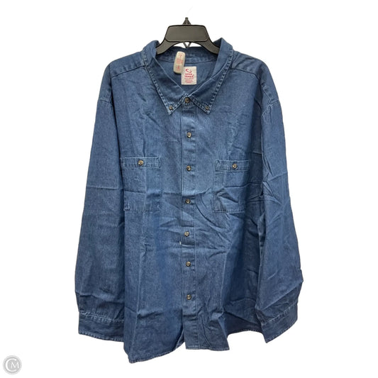 Blouse Long Sleeve By Cme In Blue Denim, Size: 3x