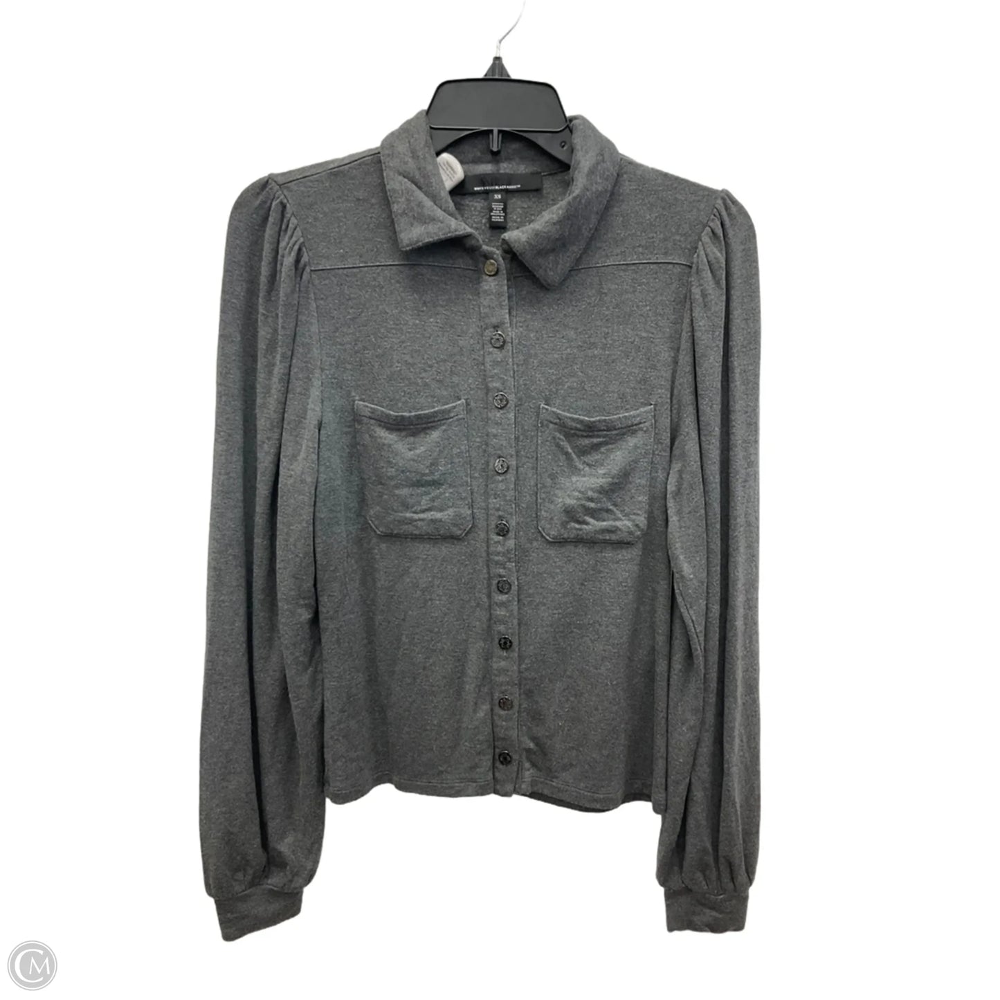 Blouse Long Sleeve By White House Black Market In Grey, Size: Xs