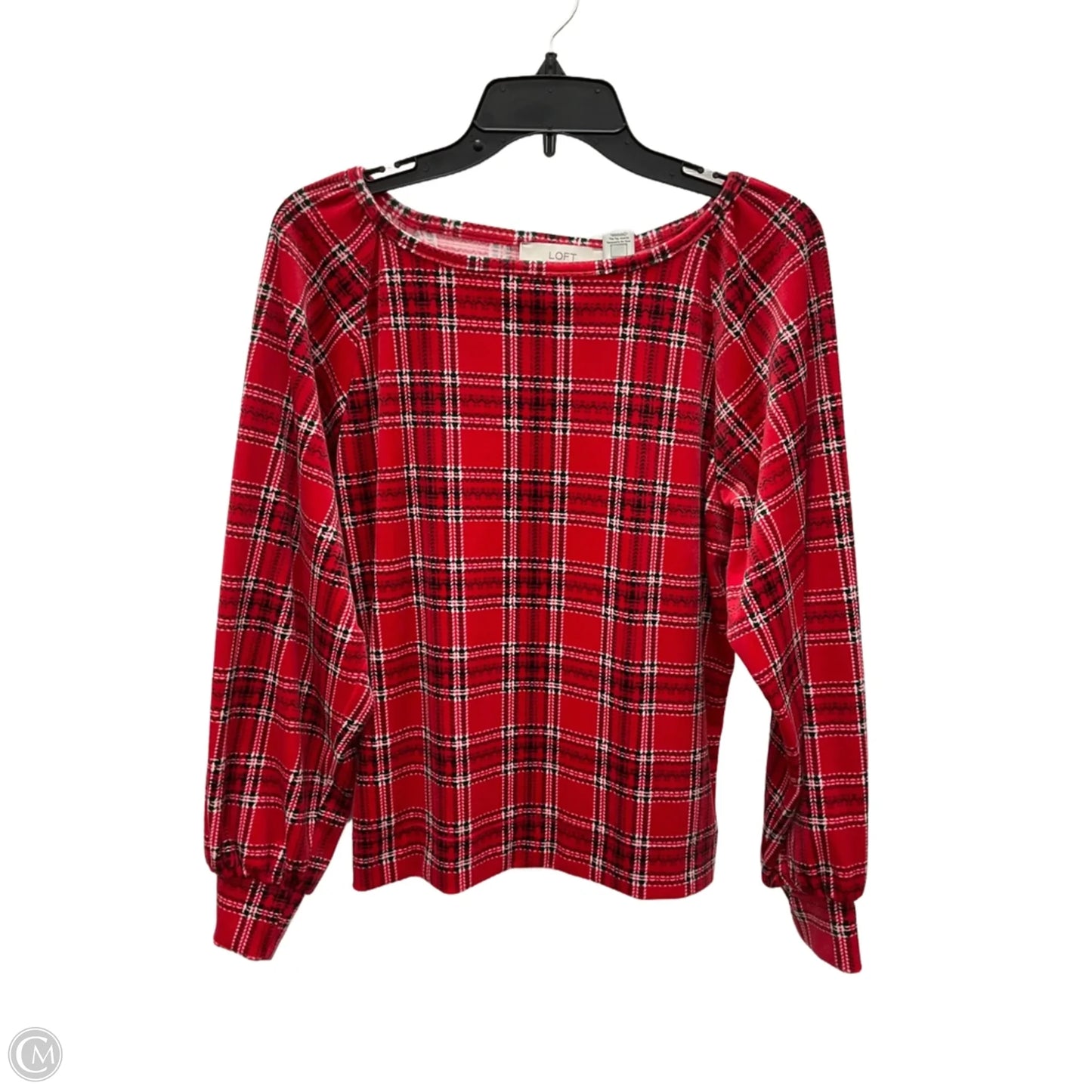 Top Long Sleeve By Loft In Plaid Pattern, Size: Xxs