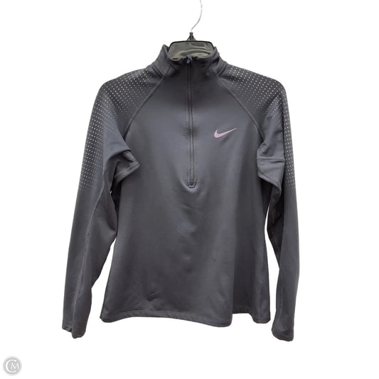 Athletic Top Long Sleeve Collar By Nike Apparel In Grey, Size: M