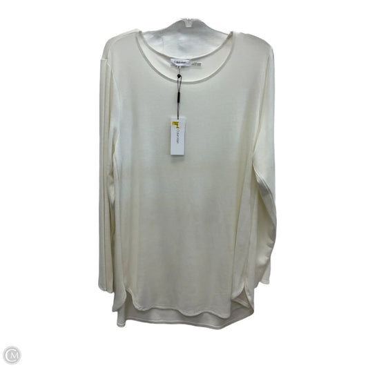 Top Long Sleeve By Calvin Klein In White, Size: Xl