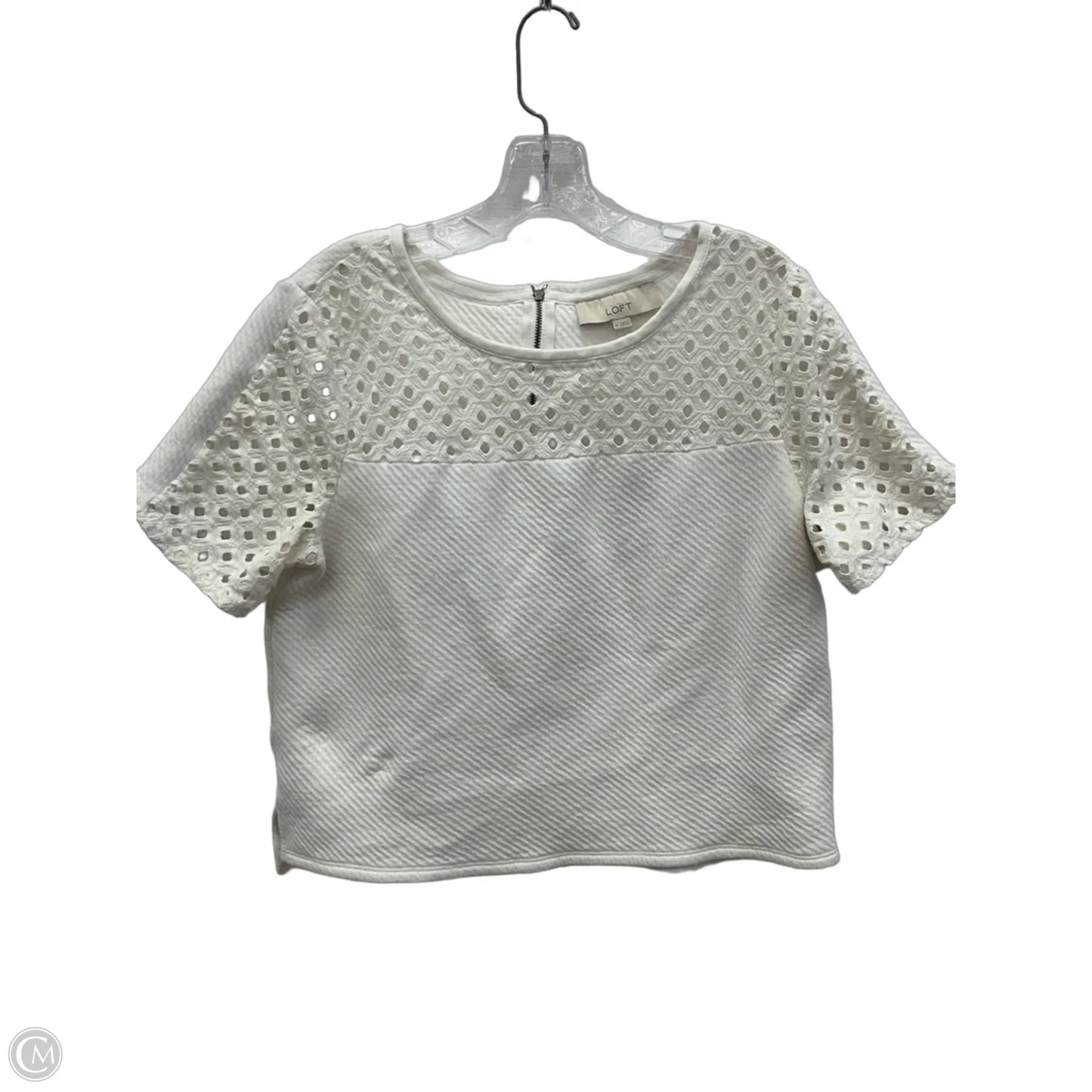Top Short Sleeve By Loft In White, Size: M