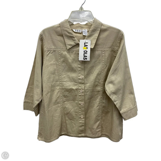 Blouse 3/4 Sleeve By Clothes Mentor In Beige, Size: Xl