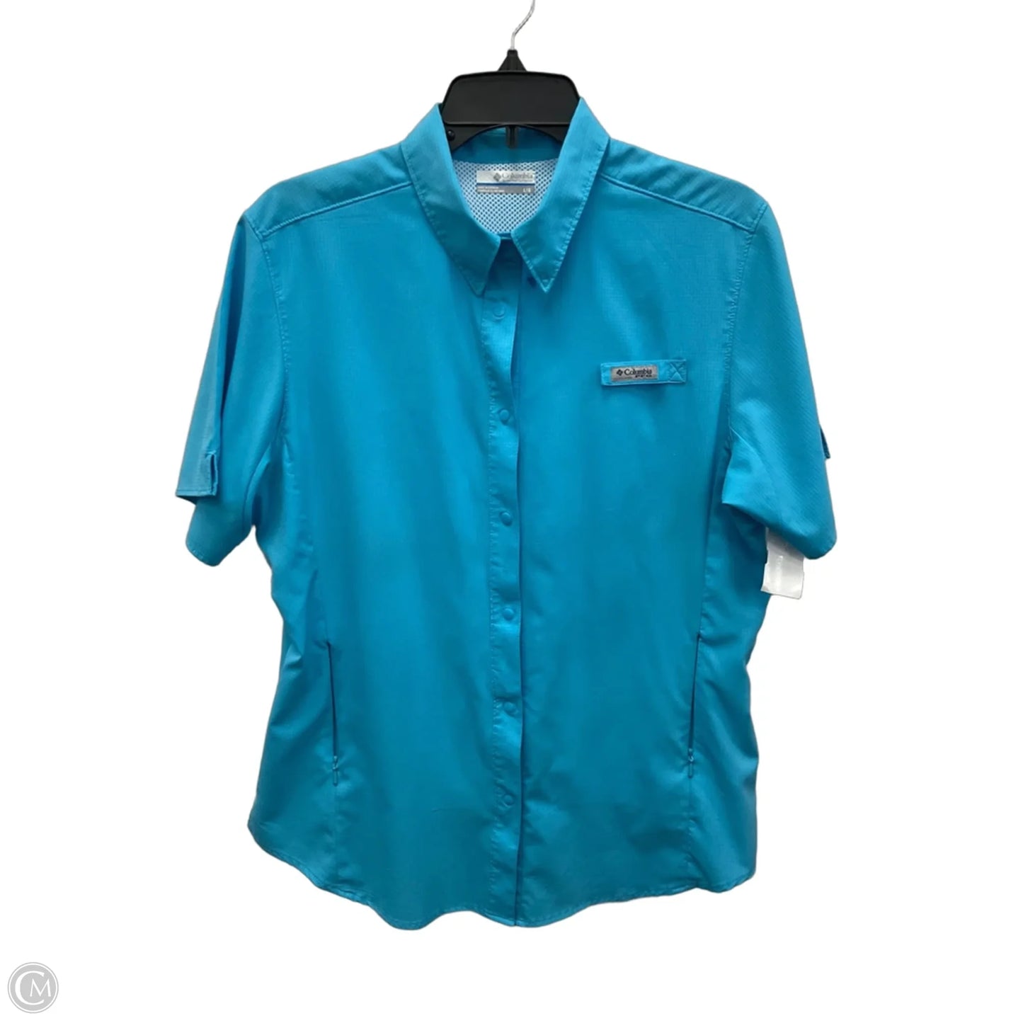 Athletic Top Short Sleeve By Columbia In Teal, Size: L
