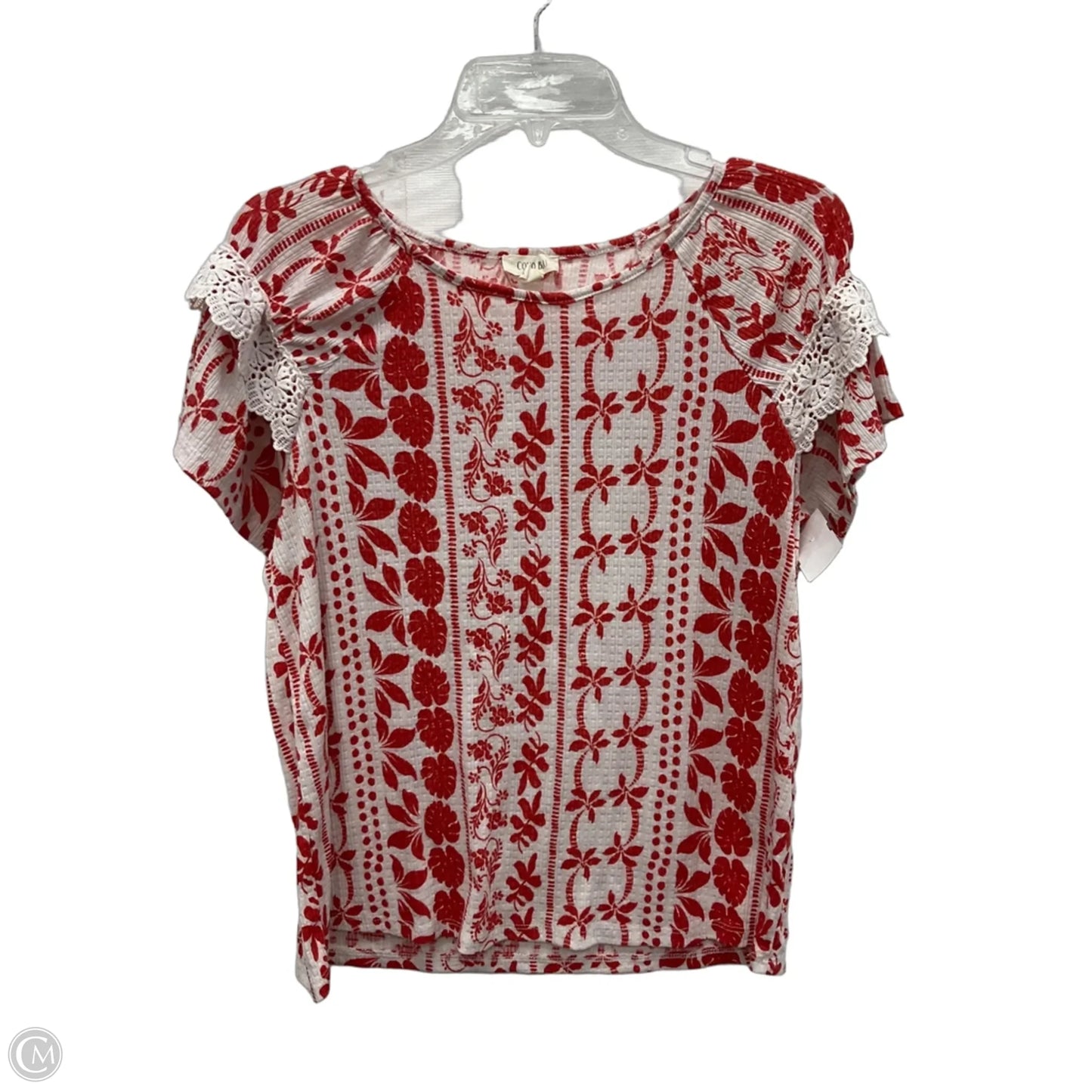 Top Short Sleeve By Como Blu In Red & White, Size: M