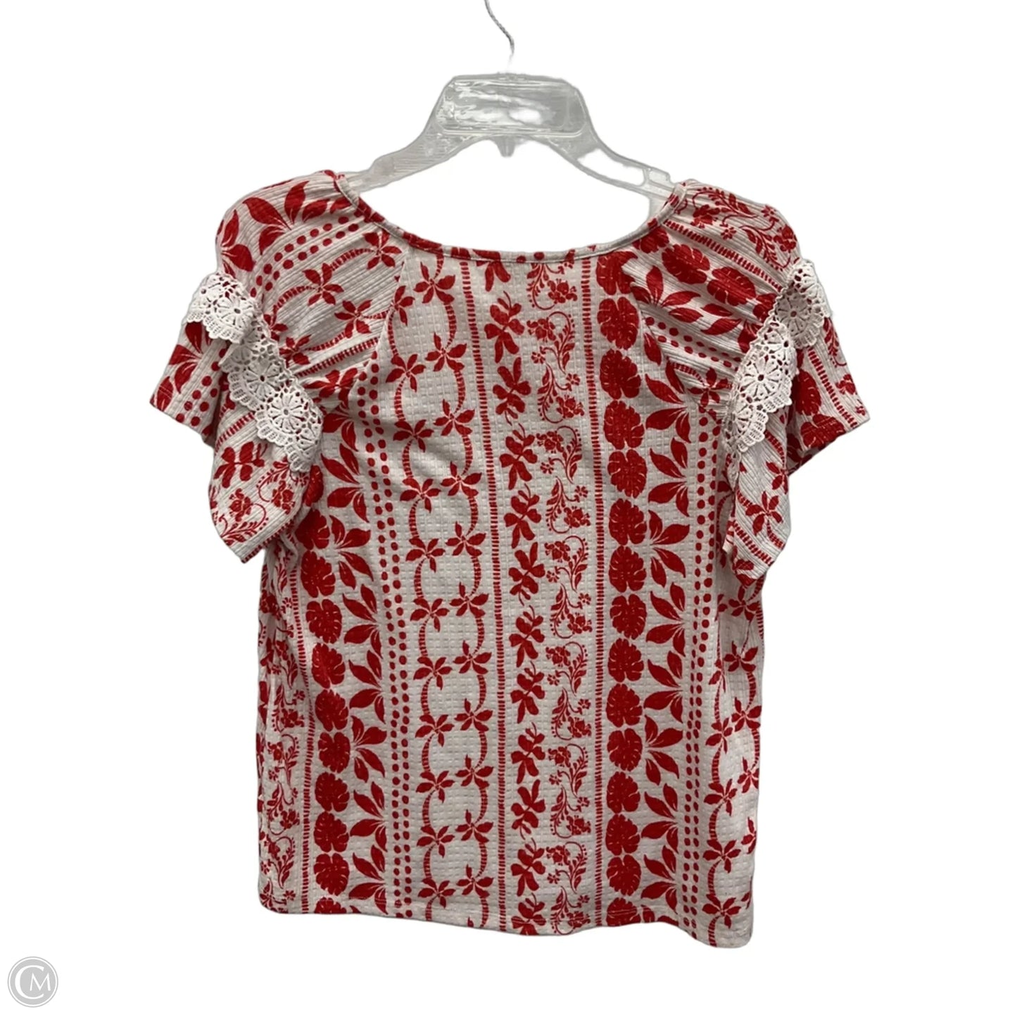 Top Short Sleeve By Como Blu In Red & White, Size: M