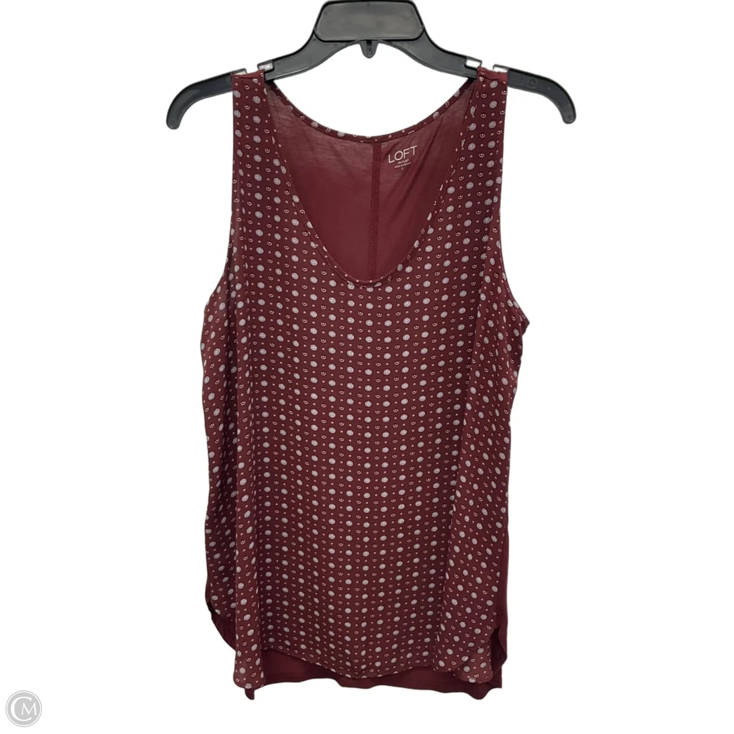 Top Sleeveless By Loft In Maroon, Size: L