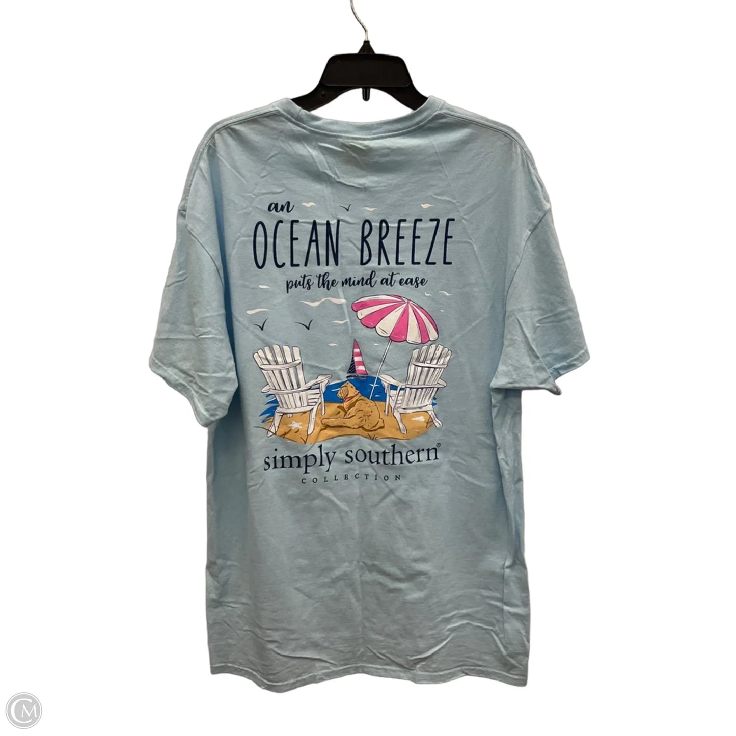 Top Short Sleeve Basic By Simply Southern In Blue, Size: Xl