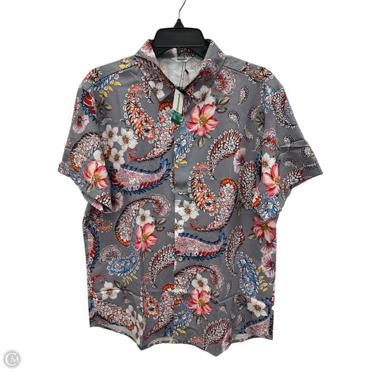 Blouse Short Sleeve By Cme In Grey, Size: M