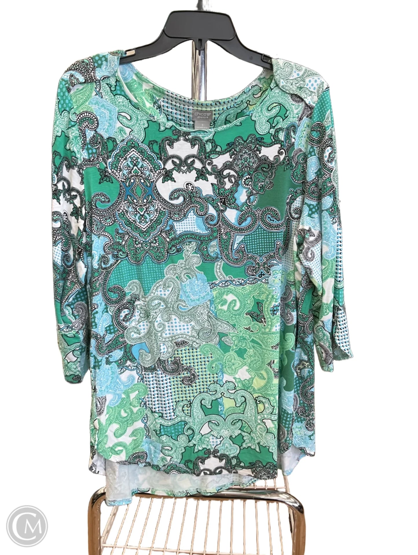 Top Long Sleeve By Chicos In Green, Size: Xl