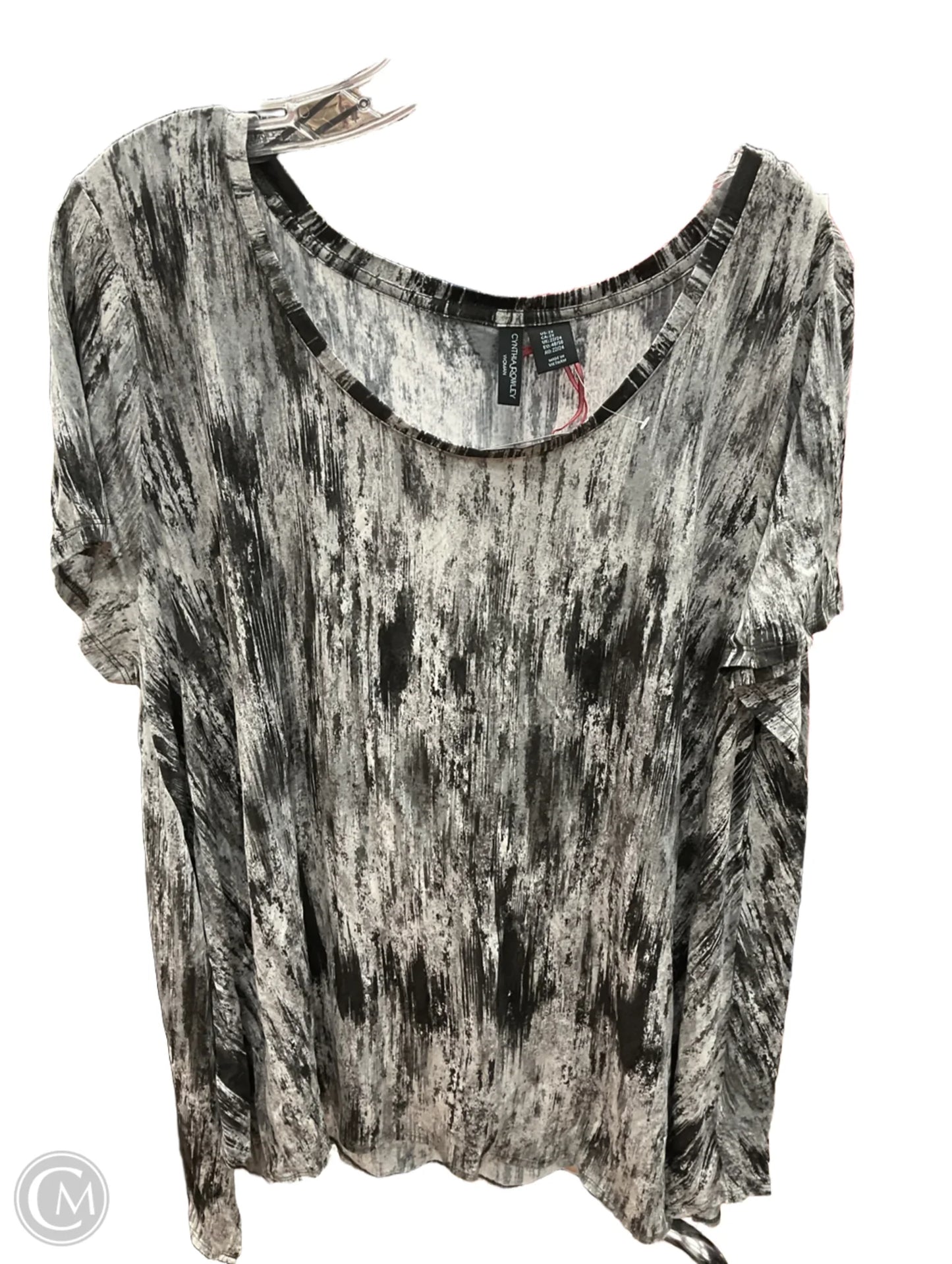 Top Short Sleeve By Cynthia Rowley In Black & White, Size: 2x