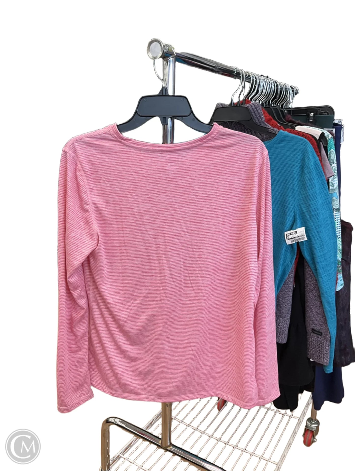 Athletic Top Long Sleeve Collar By Athletic Works In Pink, Size: M