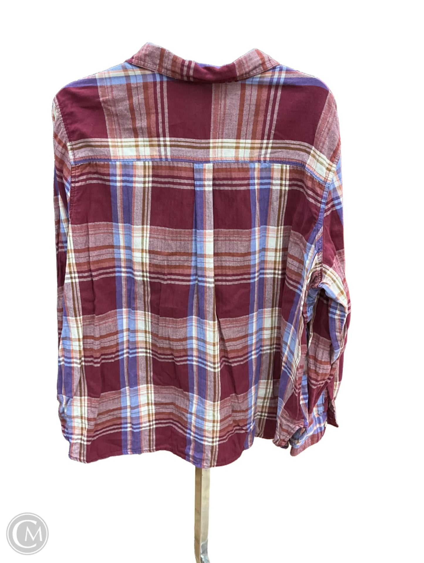 Blouse Long Sleeve By Old Navy In Plaid Pattern, Size: Xxl