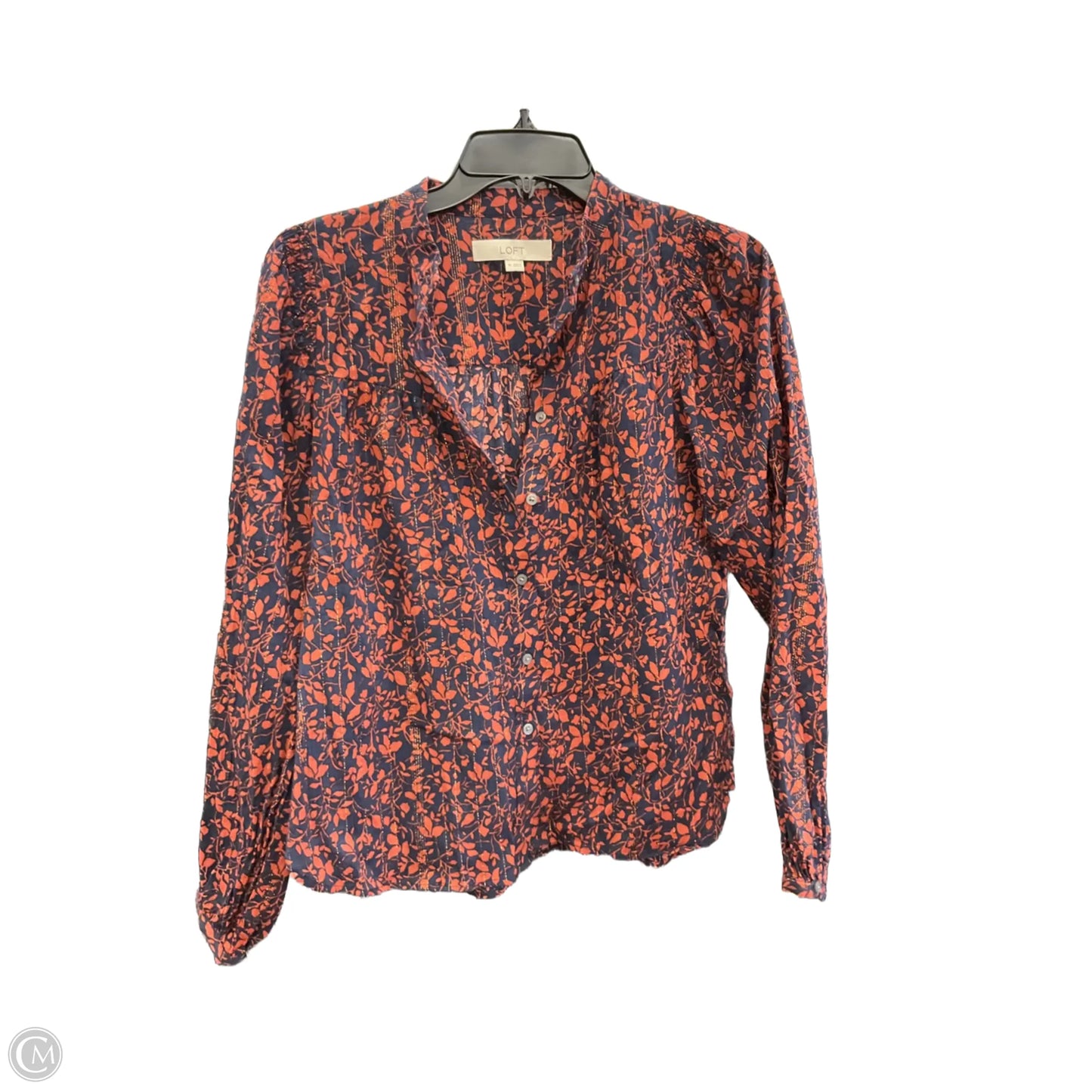 Blouse Long Sleeve By Loft In Floral Print, Size: Xs