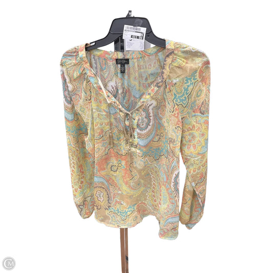 Top Long Sleeve By Jessica Simpson In Multi-colored, Size: L