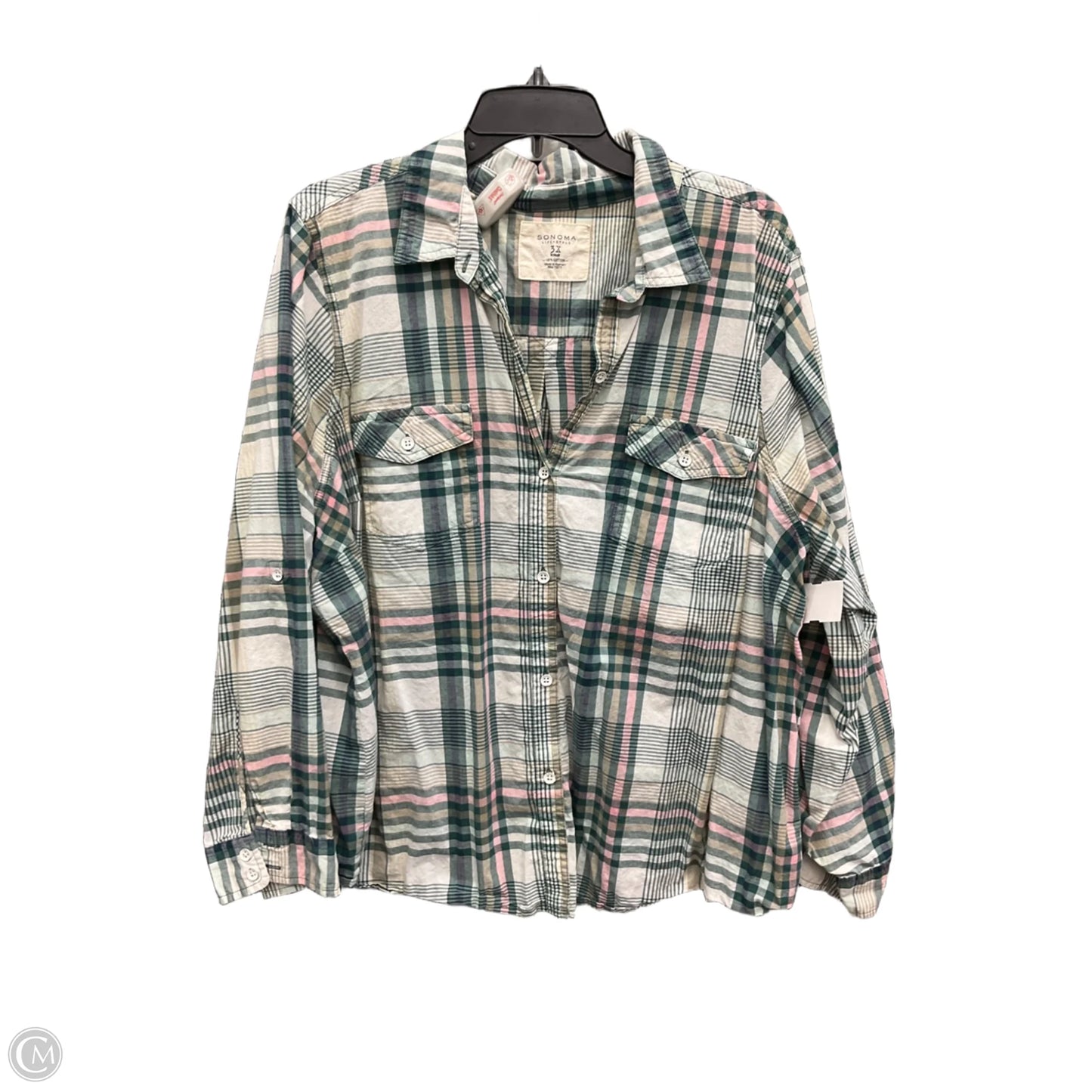 Blouse Long Sleeve By Sonoma In Plaid Pattern, Size: 3x