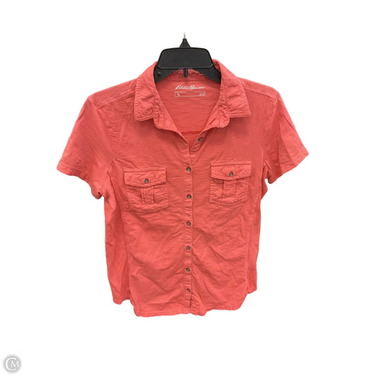 Top Short Sleeve By Eddie Bauer In Orange, Size: L