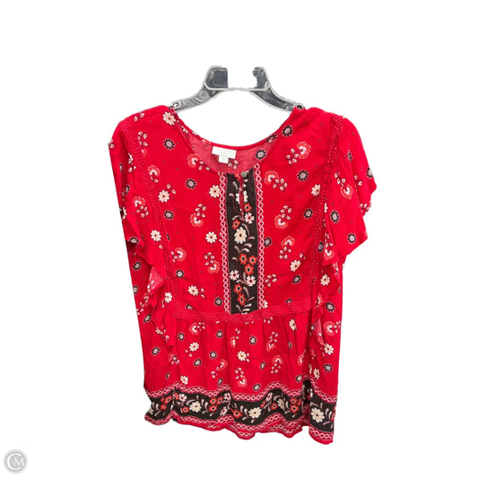 Top Short Sleeve By J. Jill In Red, Size: Xl