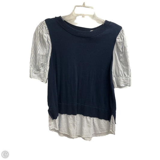 Top Short Sleeve By Loft In Navy, Size: M