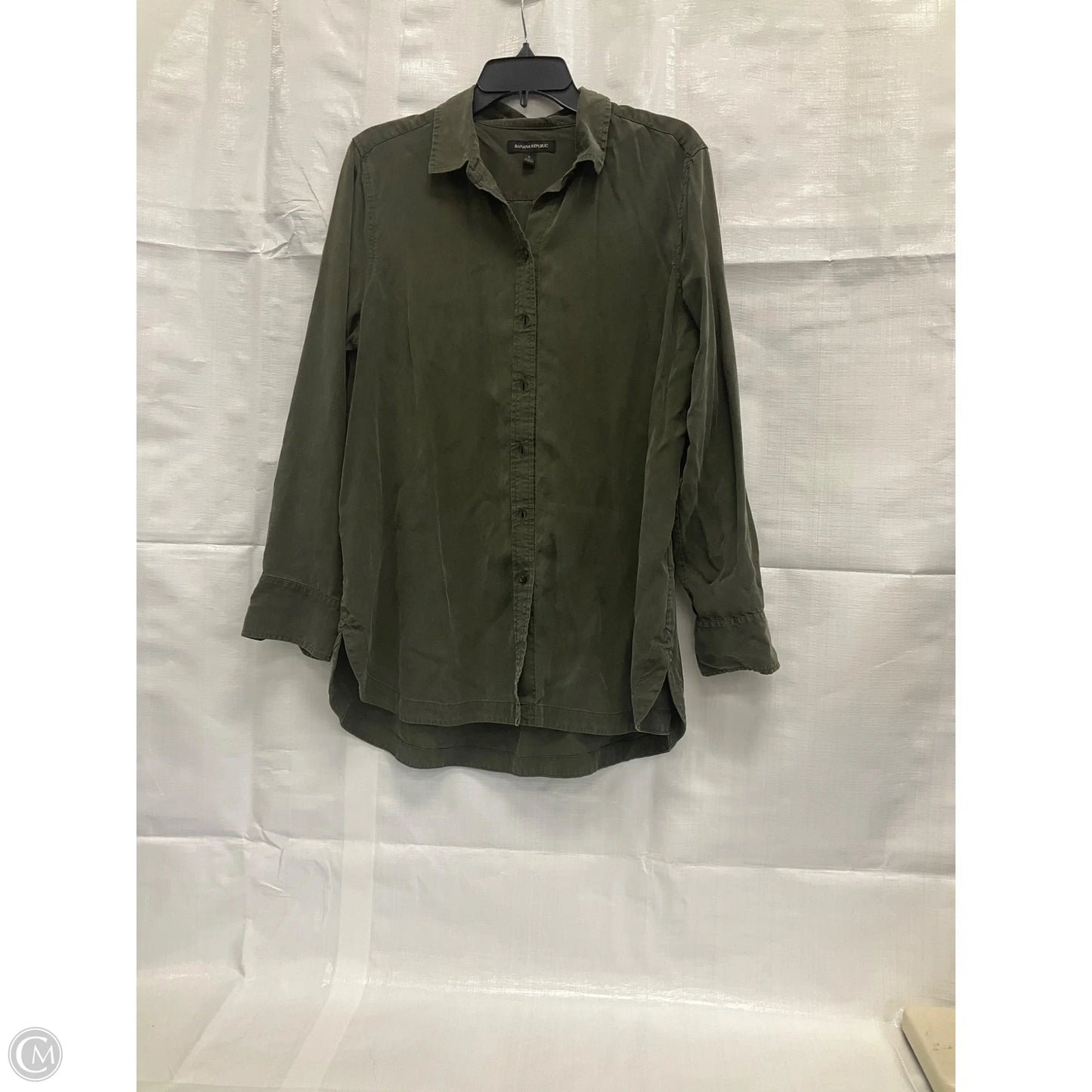 Blouse Long Sleeve By Banana Republic In Green, Size: L