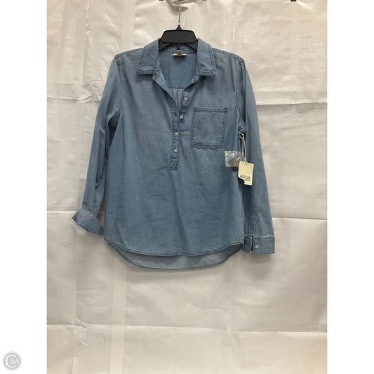 Top Long Sleeve By Ana In Blue Denim, Size: M