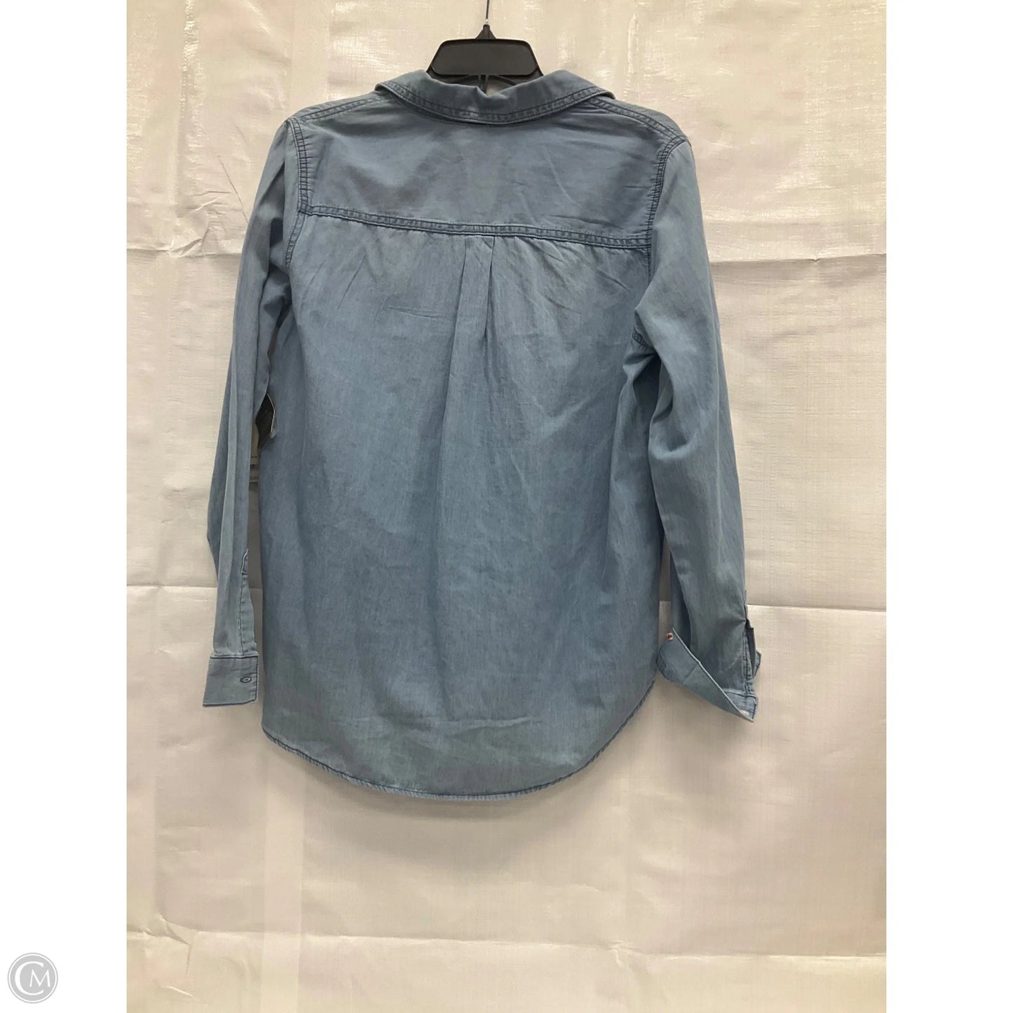 Top Long Sleeve By Ana In Blue Denim, Size: M