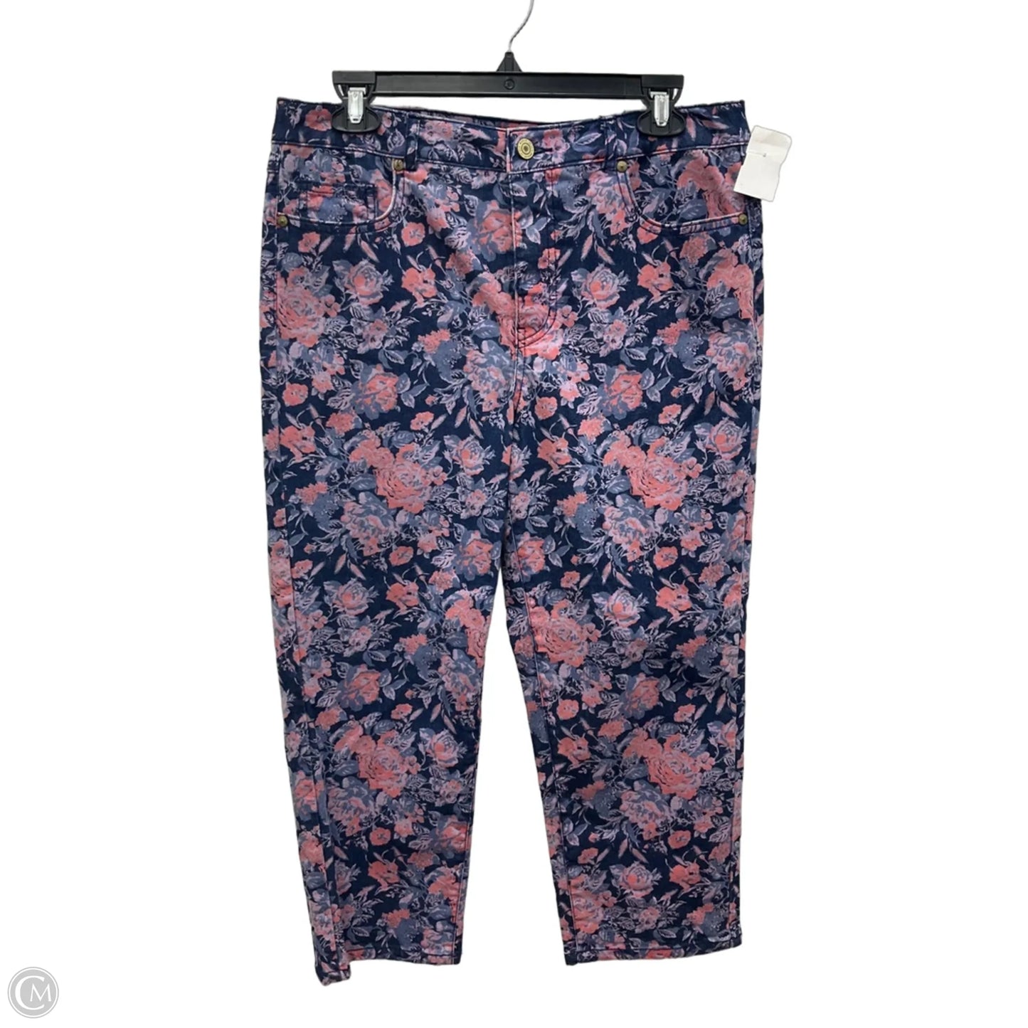 Pants Cropped By Isaac Mizrahi Live Qvc In Floral Print, Size: 10