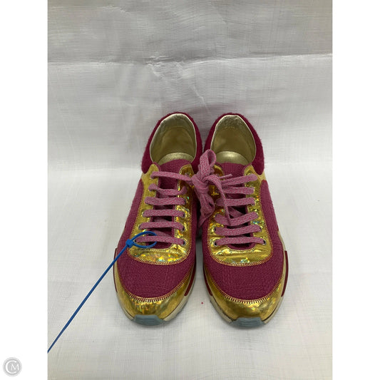 Shoes Luxury Designer By Chanel In Gold & Pink, Size: 7.5