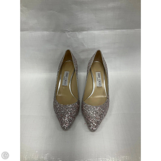 Shoes Luxury Designer By Jimmy Choo In Silver, Size: 7.5