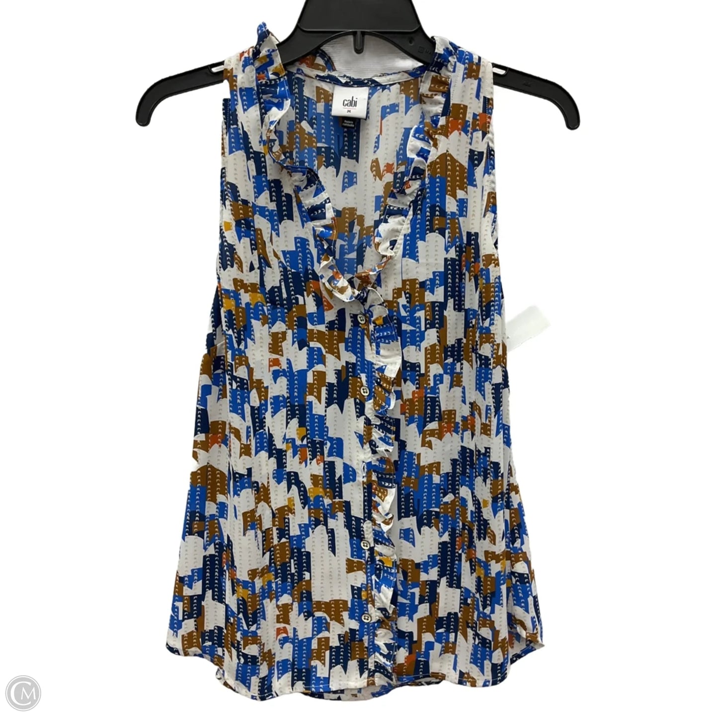 Top Sleeveless By Cabi In Blue & White, Size: M