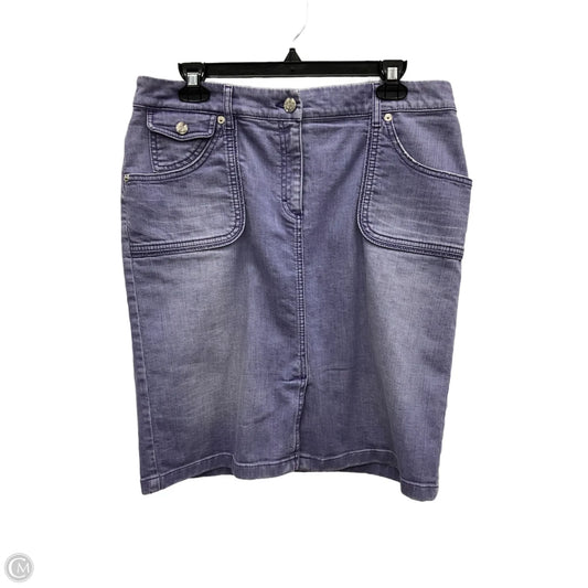 Skirt Designer By Escada In Purple Denim, Size: L