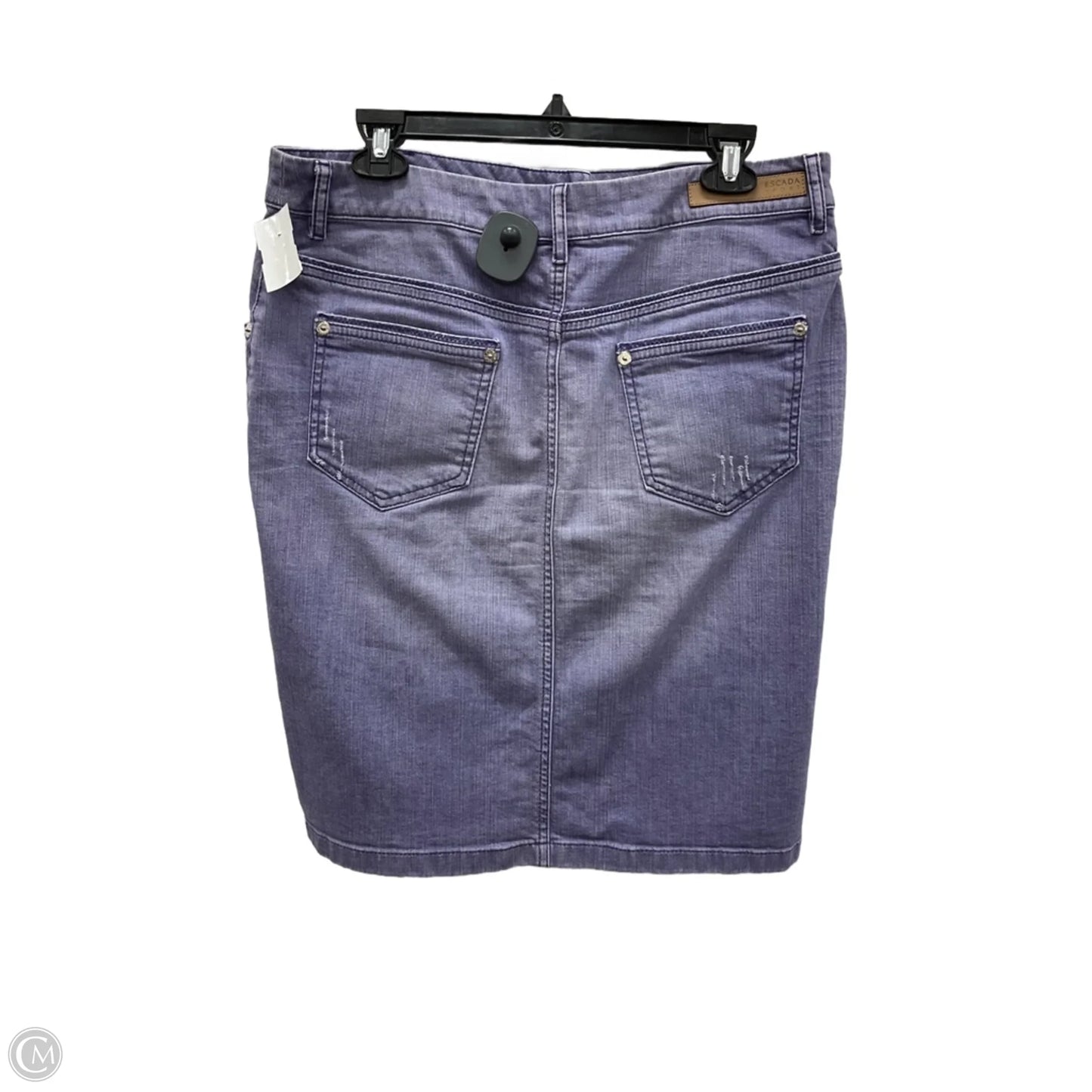Skirt Designer By Escada In Purple Denim, Size: L