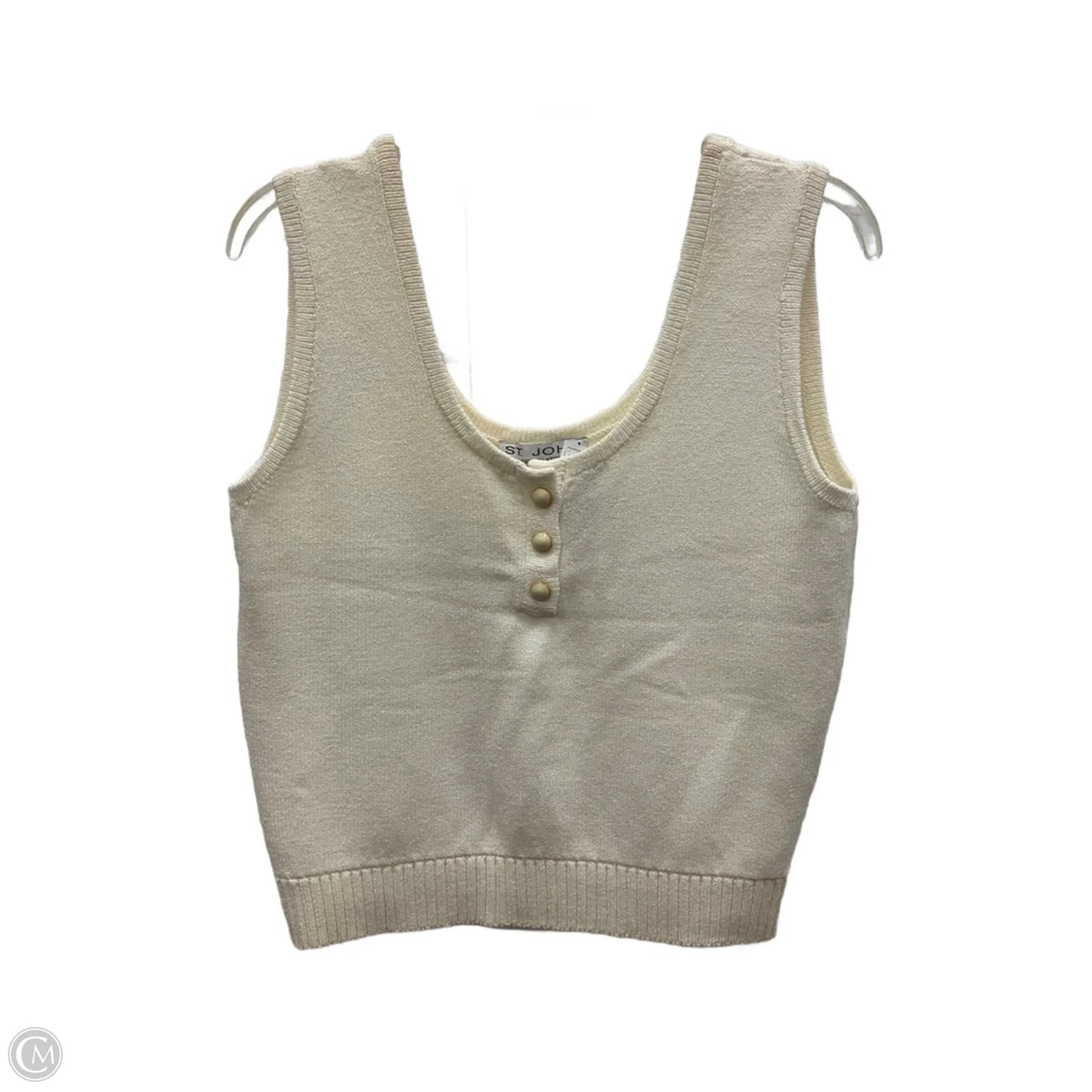 Top Sleeveless Luxury Designer By St John Collection In White, Size: L