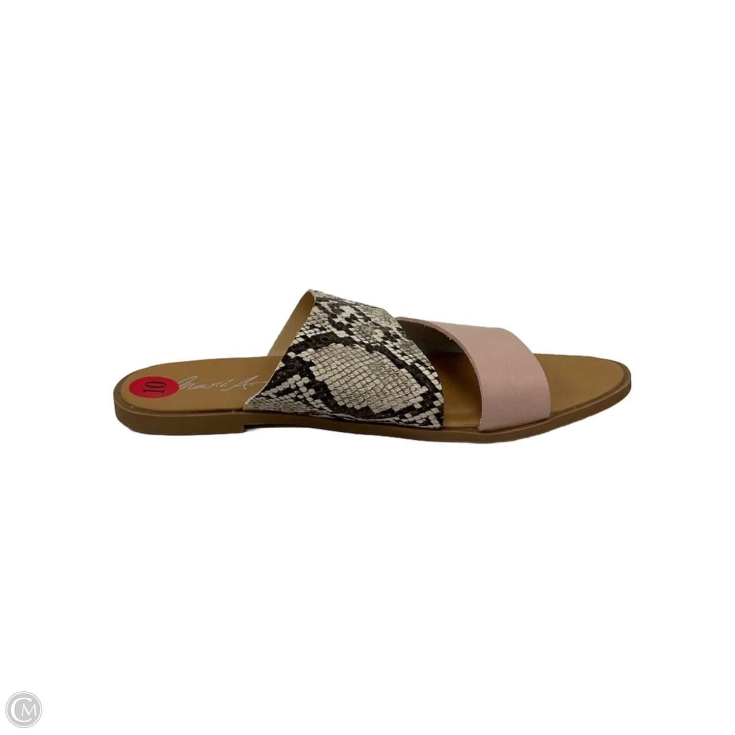 Sandals Flats By Clothes Mentor In Snakeskin Print, Size: 10