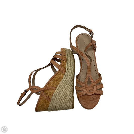 Sandals Heels Wedge By Adrienne Vittadini In Pink & Tan, Size: 8