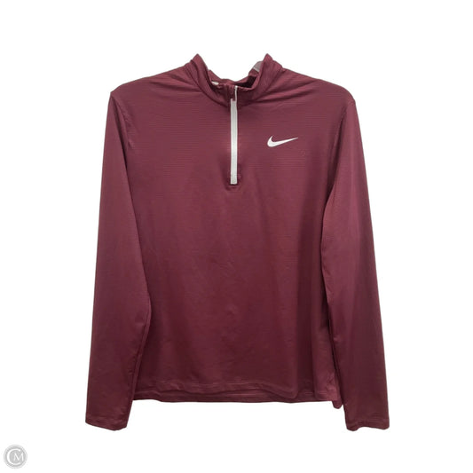 Athletic Top Long Sleeve Collar By Nike Apparel In Maroon, Size: M