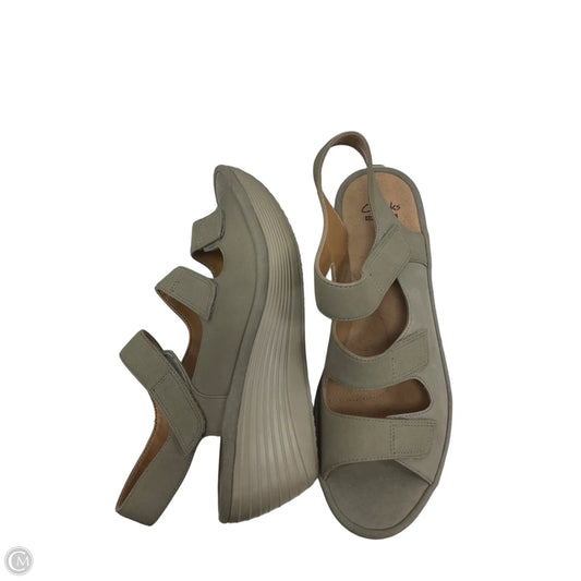 Sandals Heels Wedge By Clarks In Grey, Size: 8