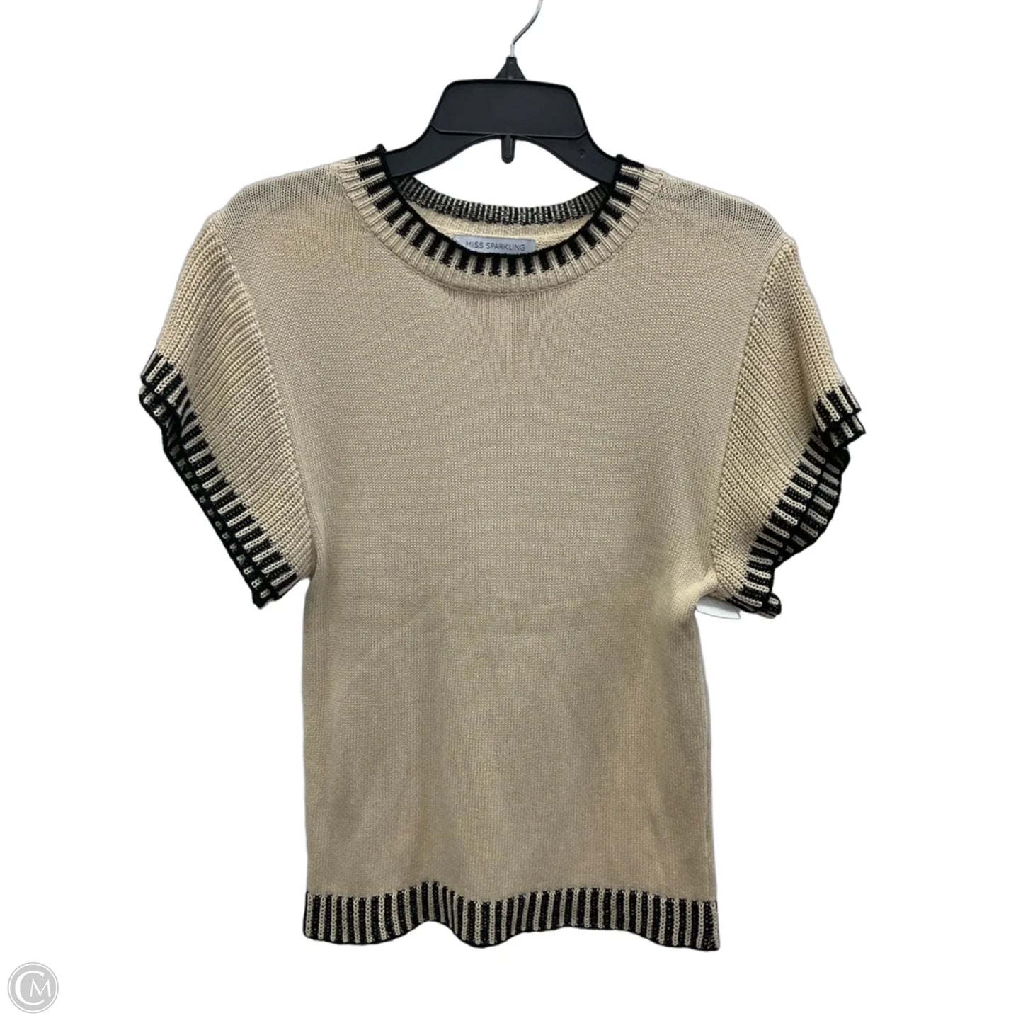 Top Short Sleeve By Miss Sparkling In Black & Tan, Size: M